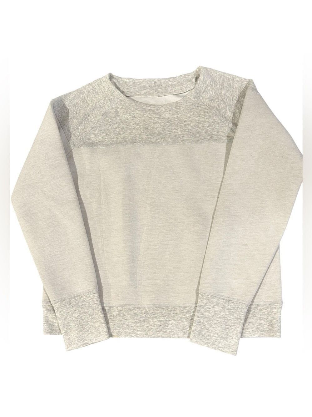 ATHLETA Fuse Colorblock Scuba Crewneck Sweatshirt Heather Gray Size Large VGC